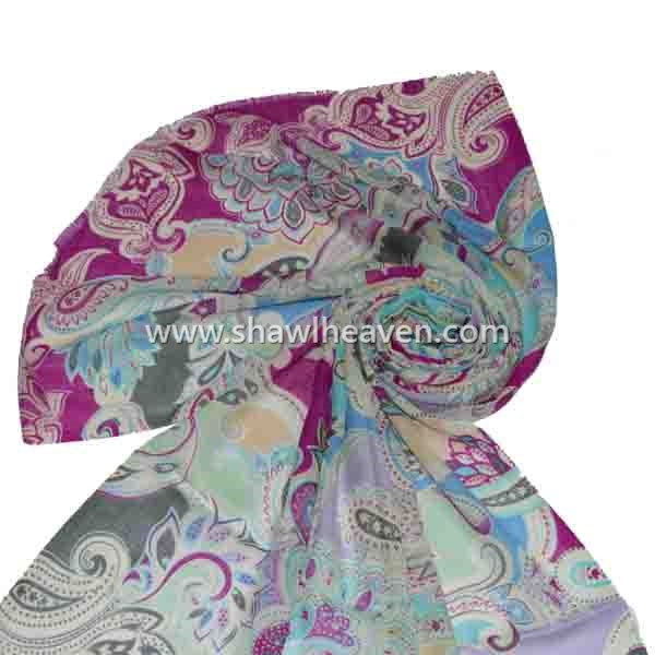 Digital print wool scarves and shawls
